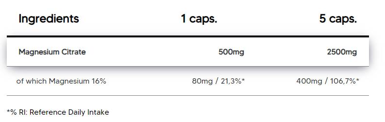 Citrate de magnésium 500 mg - 150 capsules