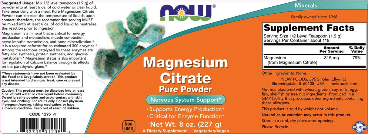 Poudre de citrate de magnésium - 227 grammes