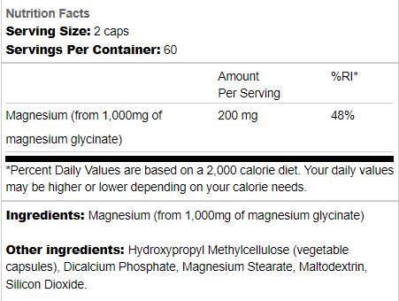 Glycinate de magnésium 200 mg - 120 capsules