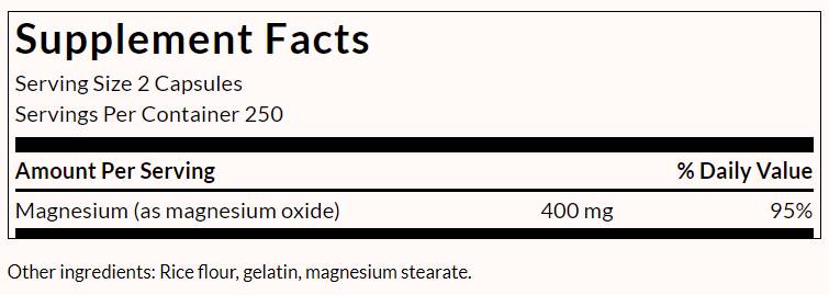 Oxyde de magnésium - 500 capsules