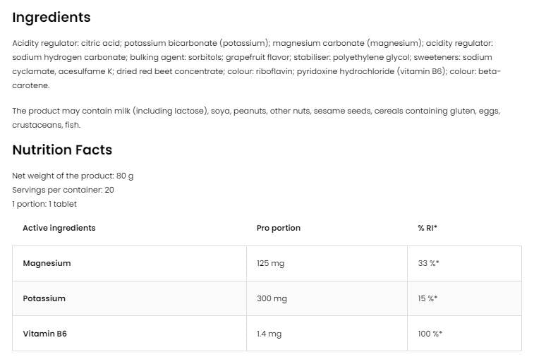 Magnésium + potassium + B6 | Comprimés effervescents 20 solubles