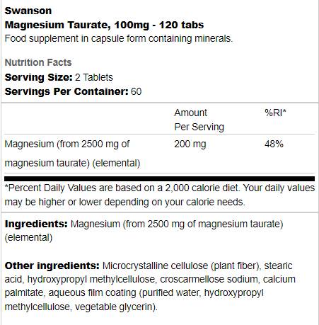 Magnésium taurate 100 mg - 120 comprimés