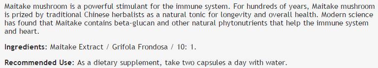 Extrait de champignons Maitake 450 mg - 100 capsules