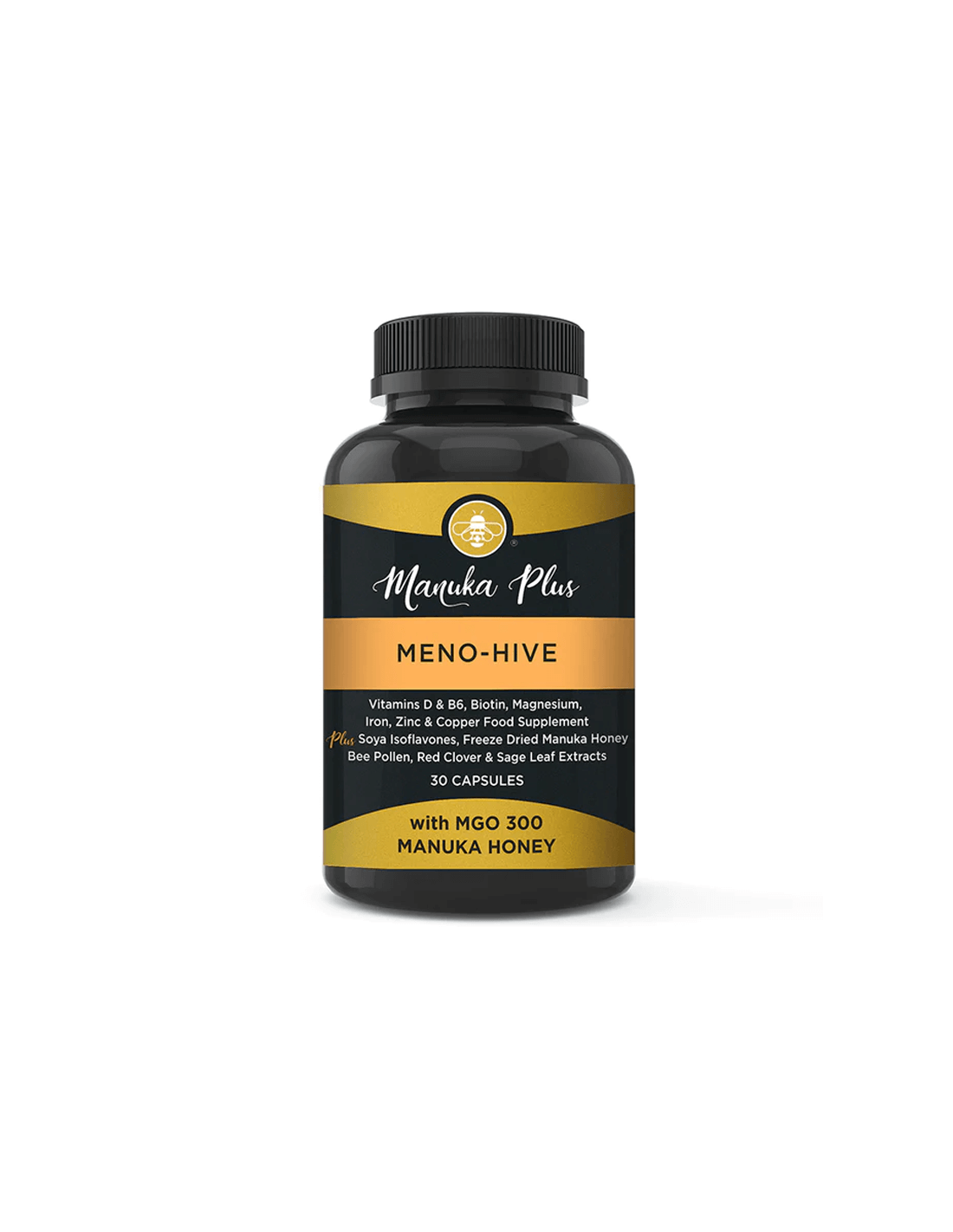 Manuka Plus Meno-Hive avec MGO 300 - Formule de ménopause Manuka - Formule de ménopause avec manuka miel MgO 300, 30 capsules