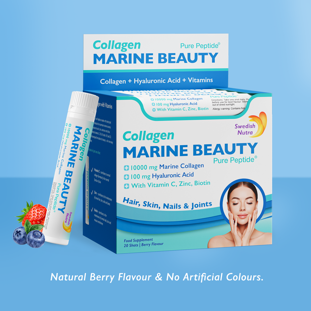 Collagène de poisson Beauté marine 10000 mg avec de l'acide hyaluronique 100 mg/20 x 25 ml /