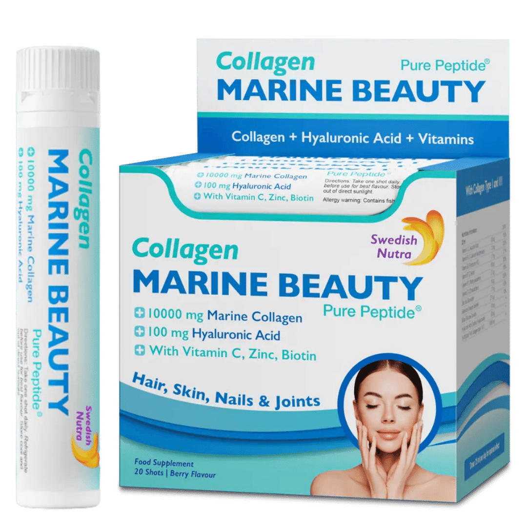 Collagène de poisson Beauté marine 10000 mg avec de l'acide hyaluronique 100 mg/20 x 25 ml /