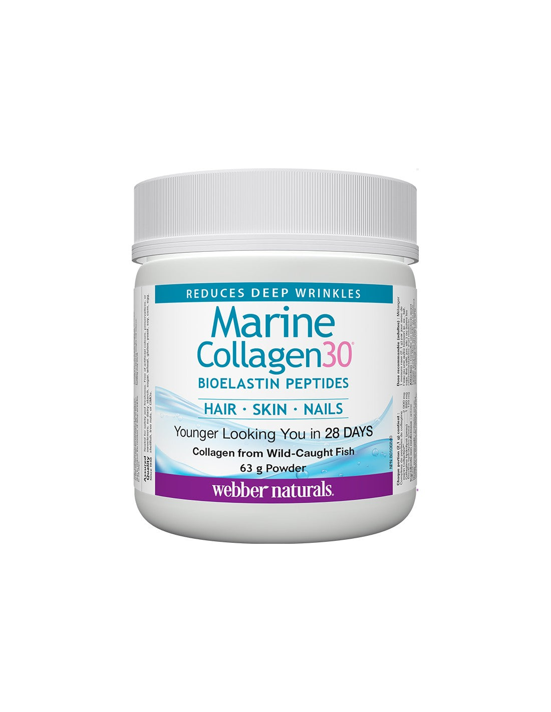 Peptides de bioélastine marine Collagène30® - Collagène marin avec peptides de bioélastine, 63 g de poudre