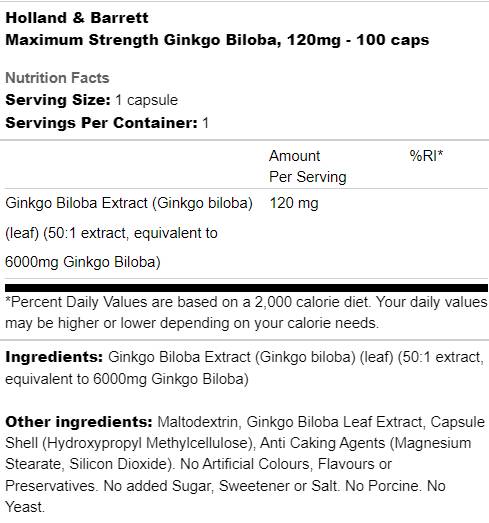 Résistance maximale ginkgo biloba 120 mg - 100 capsules