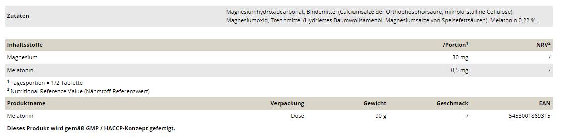 Mélatonine 0,5 mg - 180 comprimés
