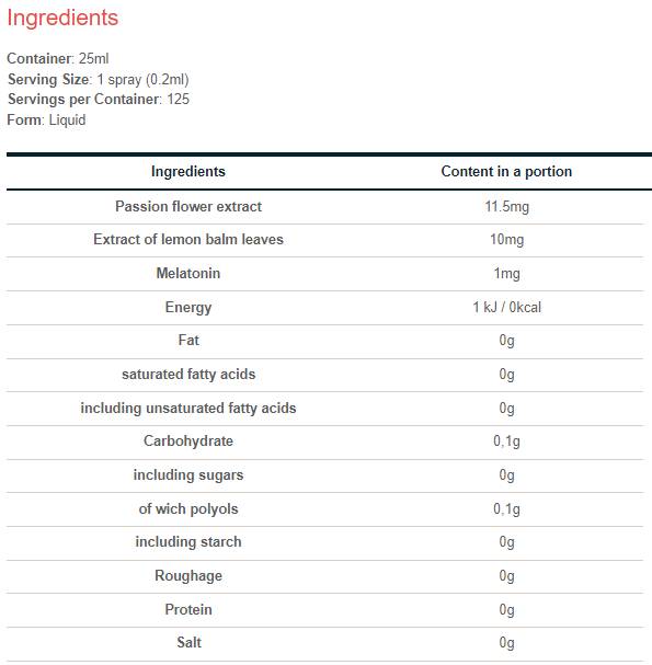 Mélatonine 1 mg de pulvérisation orale | avec passiflora - 25 ml