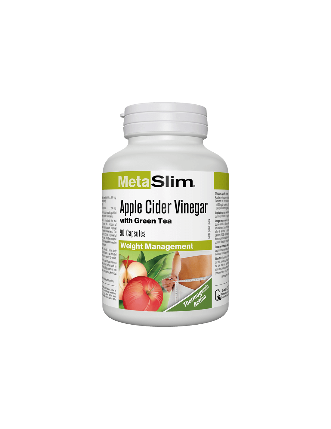 Metaslim® Vinaigre de cidre de pomme - vinaigre de pomme + thé vert, 90 capsules