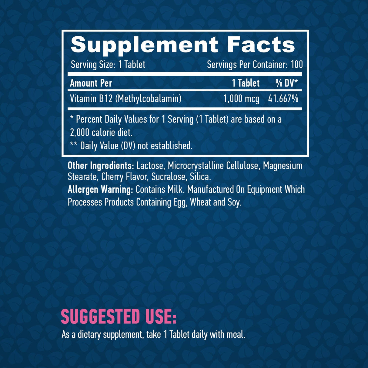 Tabs méthyl B-12/1000mcg/100.