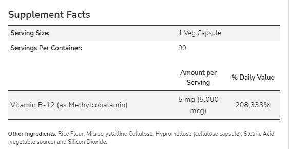 Méthyl B-12 5000 mcg - 90 capsules