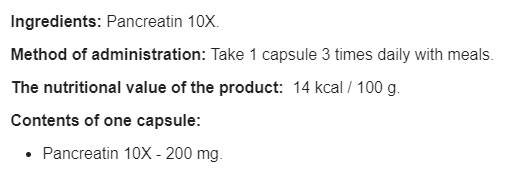 Pancréatine 10x 200 mg - 100 capsules