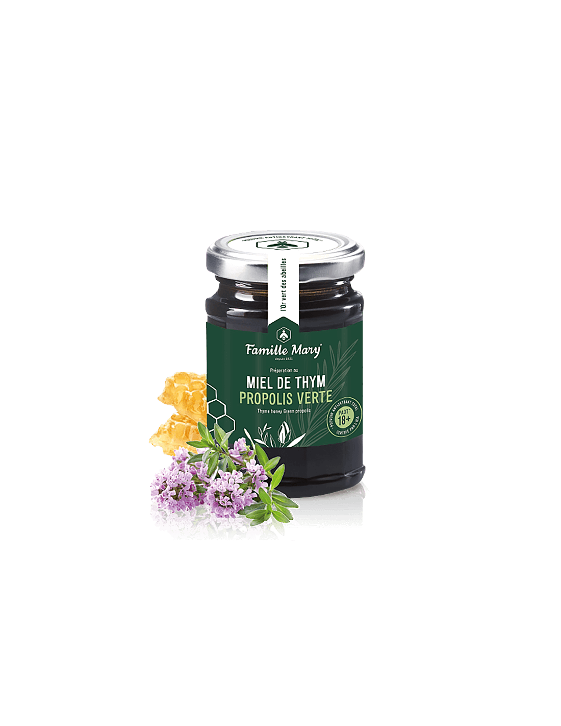 Miel de Thym propolis Verte/Honey from Thyme and Green propolis, 200 G Famille Mary