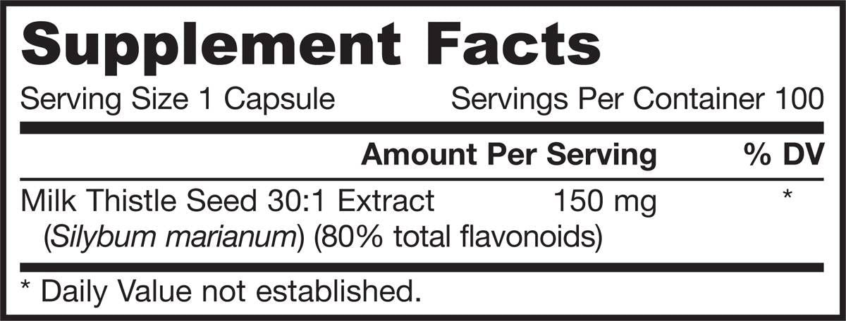 Milk Thistle 150 mg | Extrait normalisé 30: 1 - 200 capsules