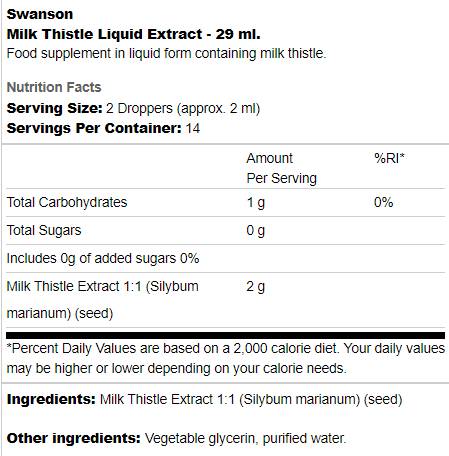 Extrait de liquide de chardon-Marie 29 ml