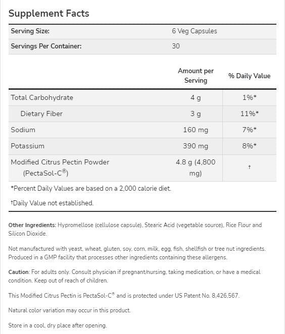 Péctine d'agrumes modifiée 800 mg | Capsules pectasol-c® - 180