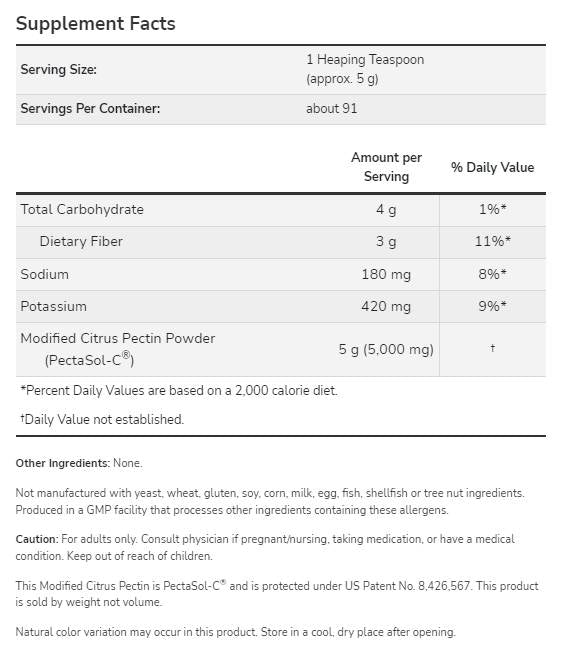 Poudre de pectine d'agrumes modifiée | Pectasol-c® - 454 grammes