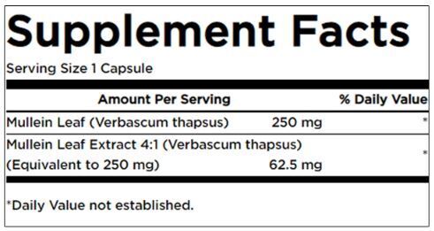 Extrait de feuille de Mulleine 312,5 mg - 60 capsules