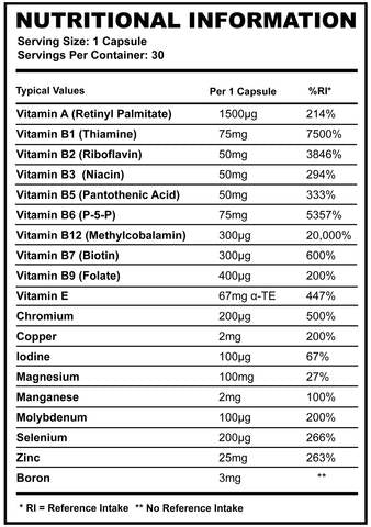 Multivitamine et minéraux - 30 capsules
