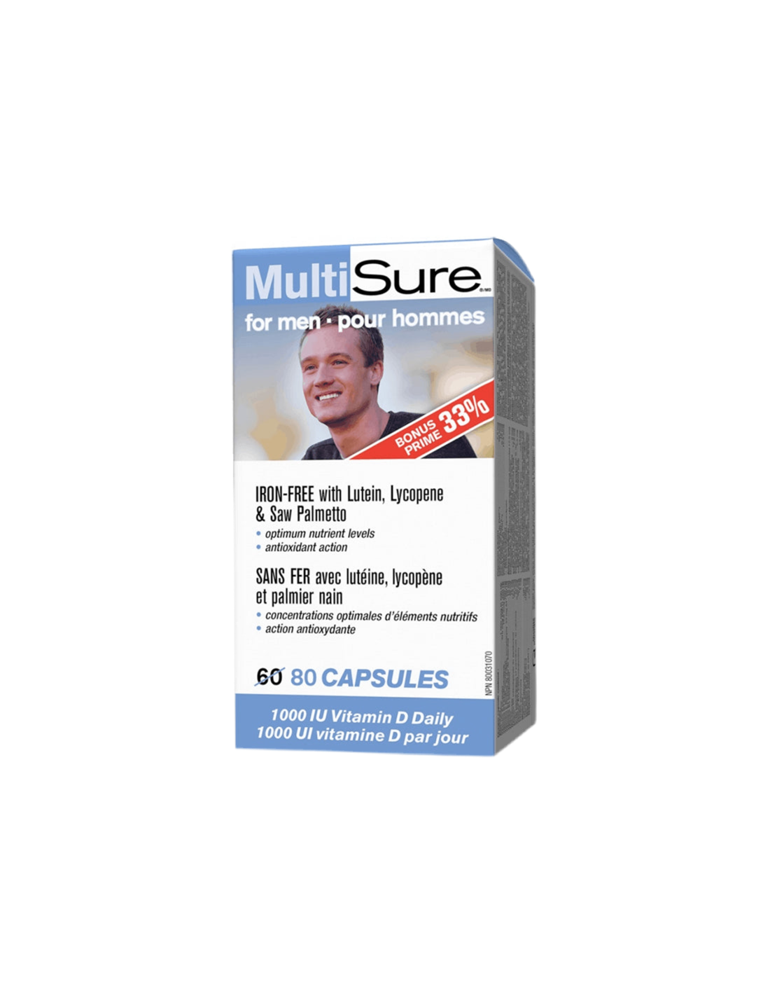 MultiSure® Men/Multivitamines pour hommes (avec lutéine, lycopène et palmetto à scie), 80 capsules