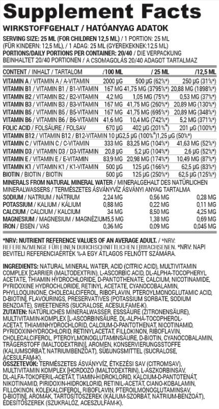 Liquide multivitaminé | Sucre sans sucre 500 ml