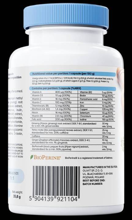 Multivitamine avec yerba mate - 180 capsules