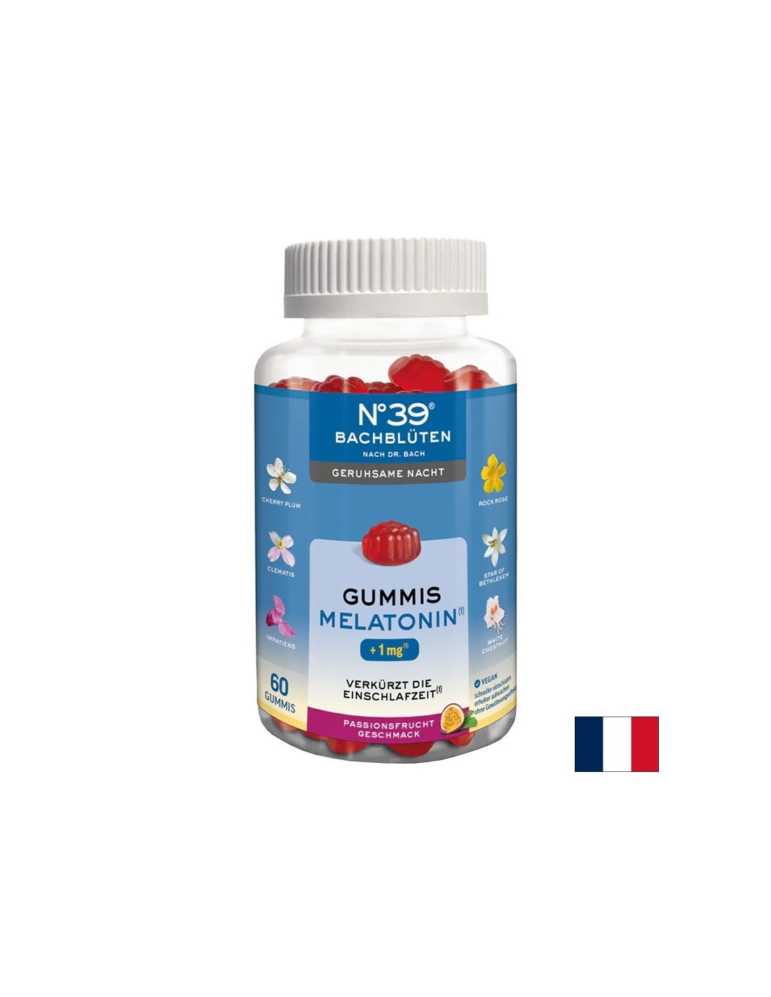 Bonne nuit - Essences du Dr Bach + Mélatonine N°39, 60 comprimés gélifiés au goût de fruits <tc>Lemon Pharma</tc>