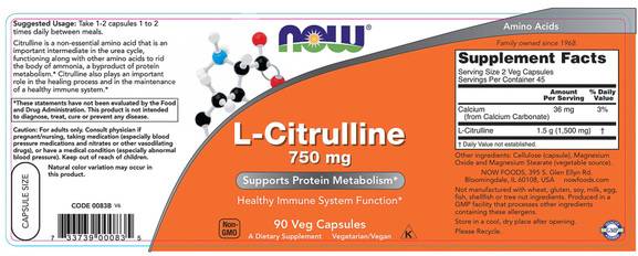 L-Citrulline 750 mg - 90 capsules