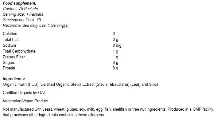 Metter Stevia Organic - 75 paquets