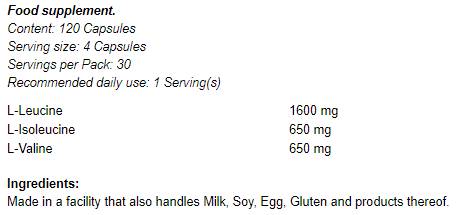 Acides aminés à chaîne ramifiée/BCAA - 120 capsules
