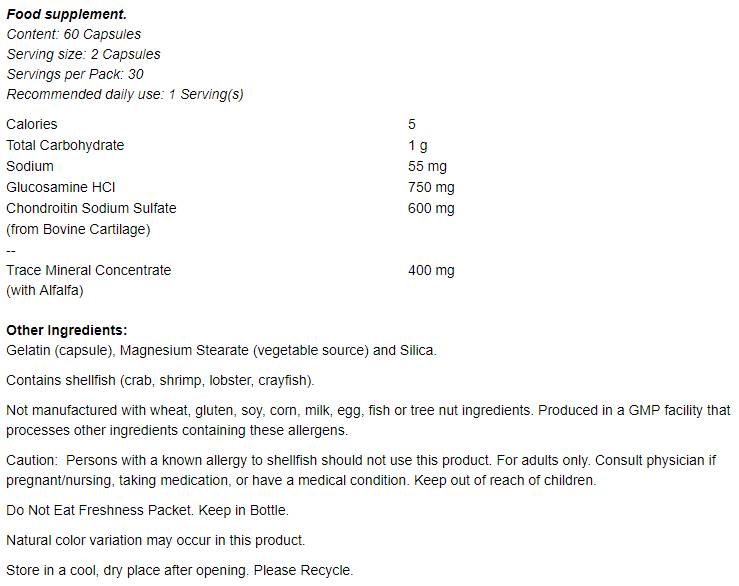 Glucosamine et chondroïtine avec un concentré de minéraux en trace - 120 capsules