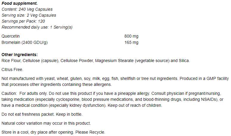 Quercétine avec bromélaïne - 60 capsules