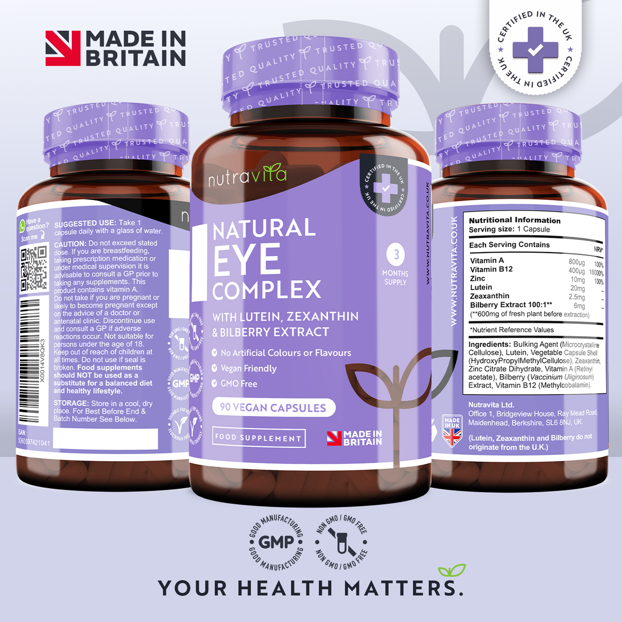 Vitamines oculaires/Natural/- Natural Eye Complex 90 Capsules végétaliennes