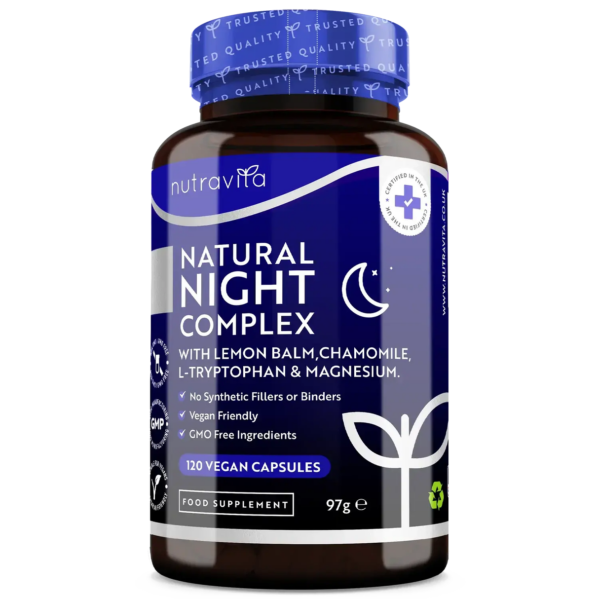 Complexe naturel pour le sommeil nocturne 120 capsules végétales. <tc>Nutravita</tc>