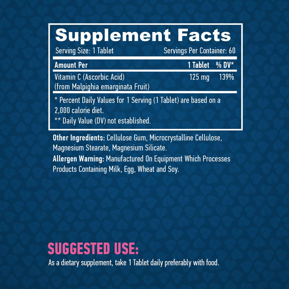 Vitamine C naturelle à partir d'onglets sur les fruits acériola biologiques 60.