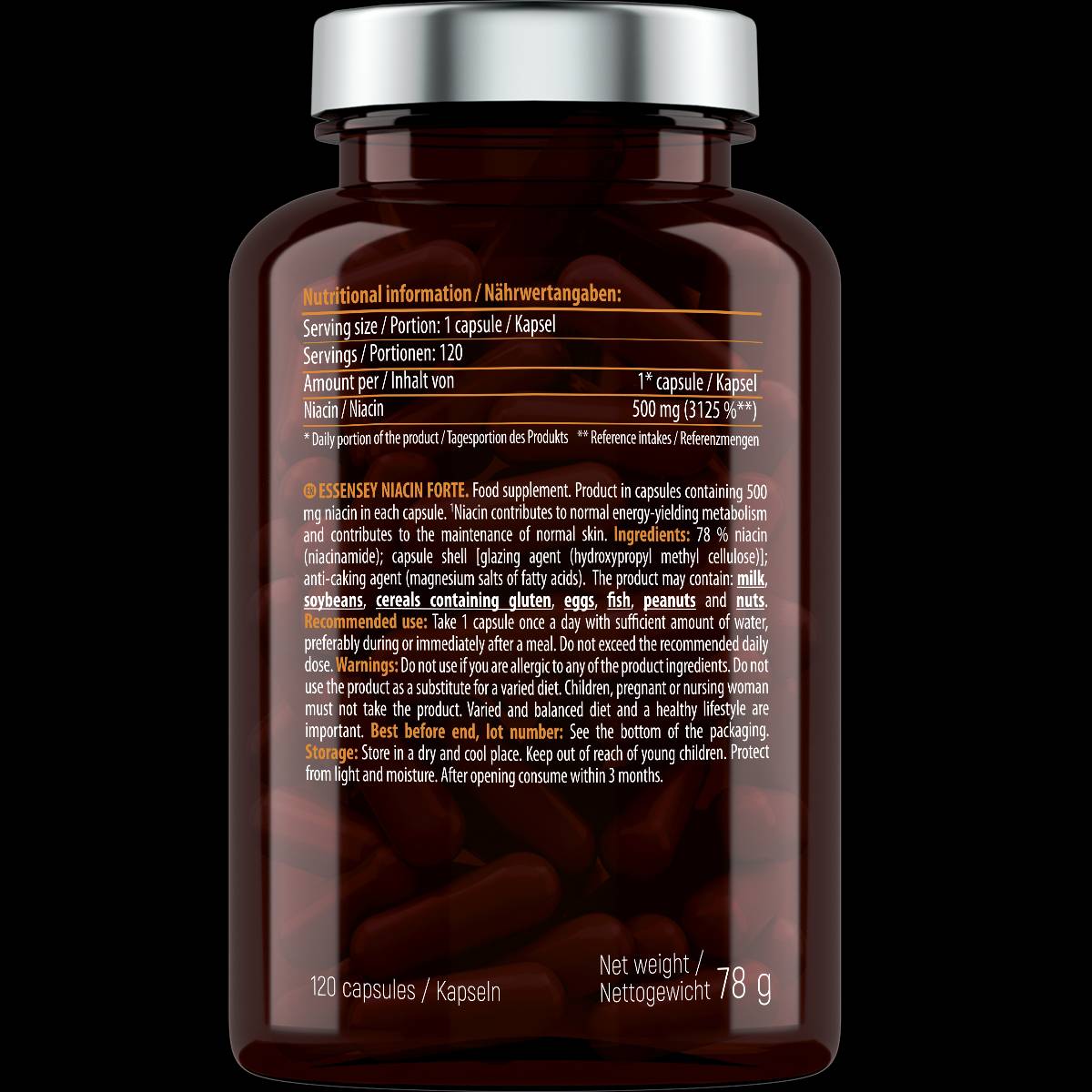 Niacin Forte 500 mg - 120 capsules