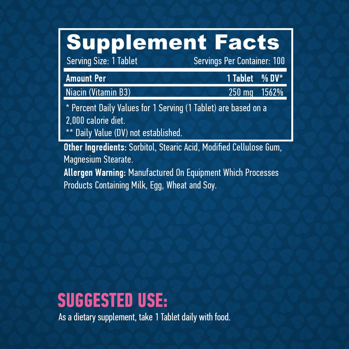 Niacin/Temps Release/250mg/100 Tabs.