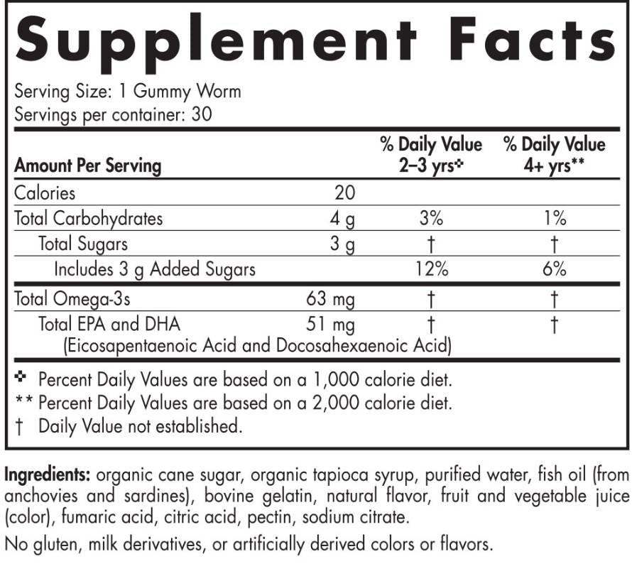 Omega-3 Nordic Orms Gummy 63 mg - 30 capsules de gel à croquer