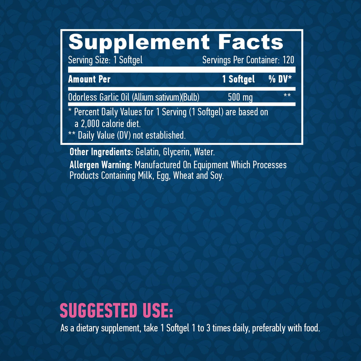 Ail sans odor 500 mg./120 softgels