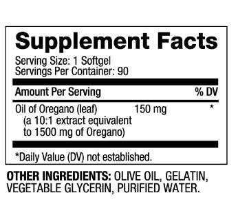 Huile d'origan 150 mg/90 softgels
