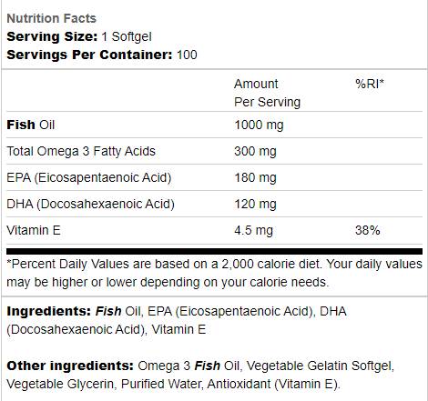 Oméga 3 1000 mg - 100 capsules de gel