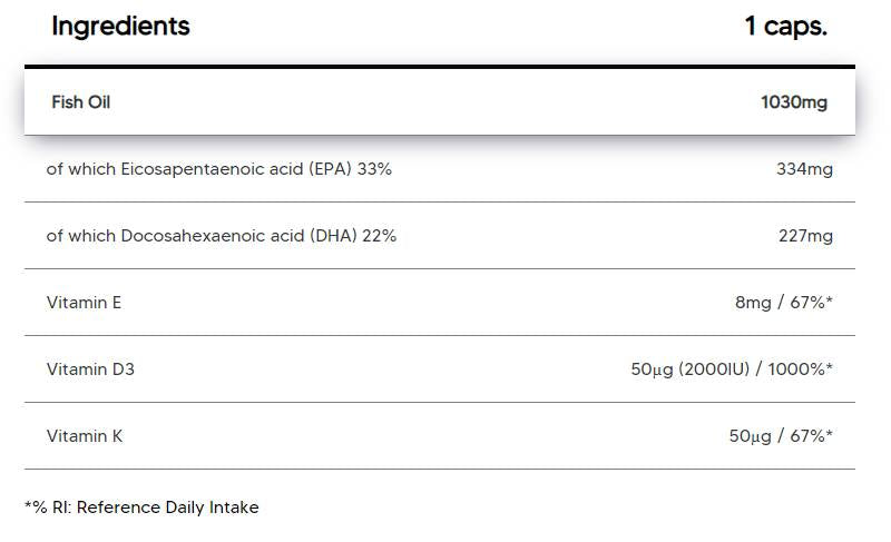 Omega 3 + D3 + K2 + E 60 Capsules