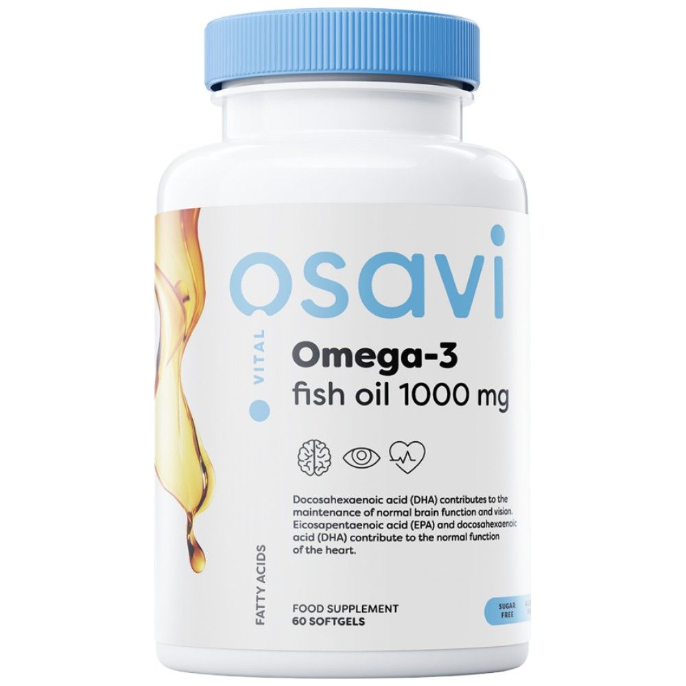 Omega 3 huile de poisson 1000 mg/saveur de citron - 60 capsules de gel