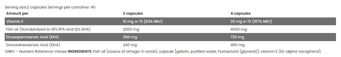 Omega 3 Fish Huile 2000 - 90 Capsules de gel