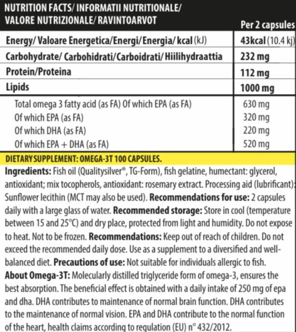 Omega-3T - 100 capsules de gel