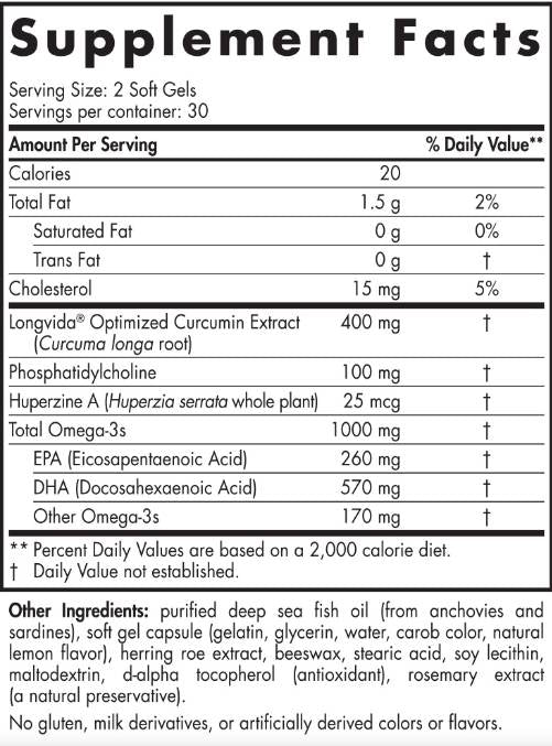 Mémoire oméga avec curcumine - 60 capsules de gel