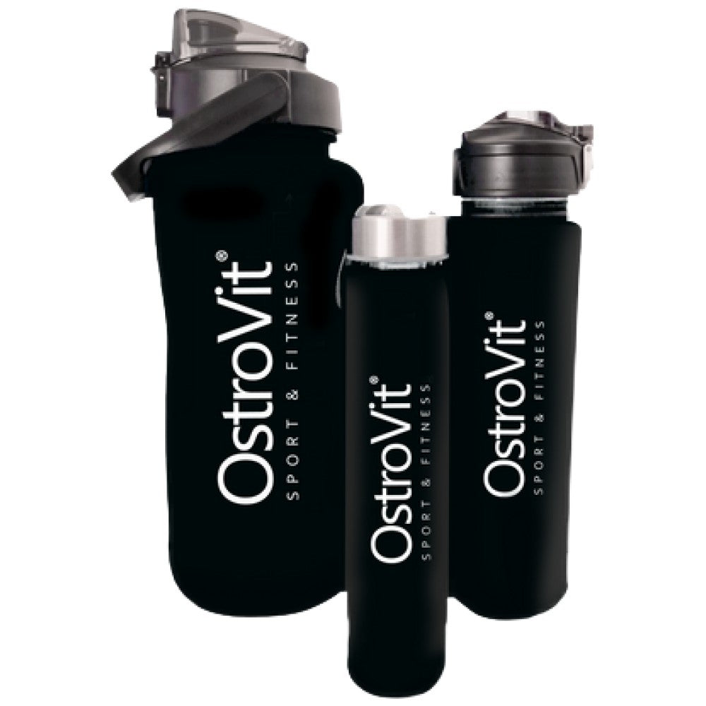 <tc>OstroVit</tc> Bouteilles d'eau | 3 en 1 - Noires 2000 + 900 + 500 ml