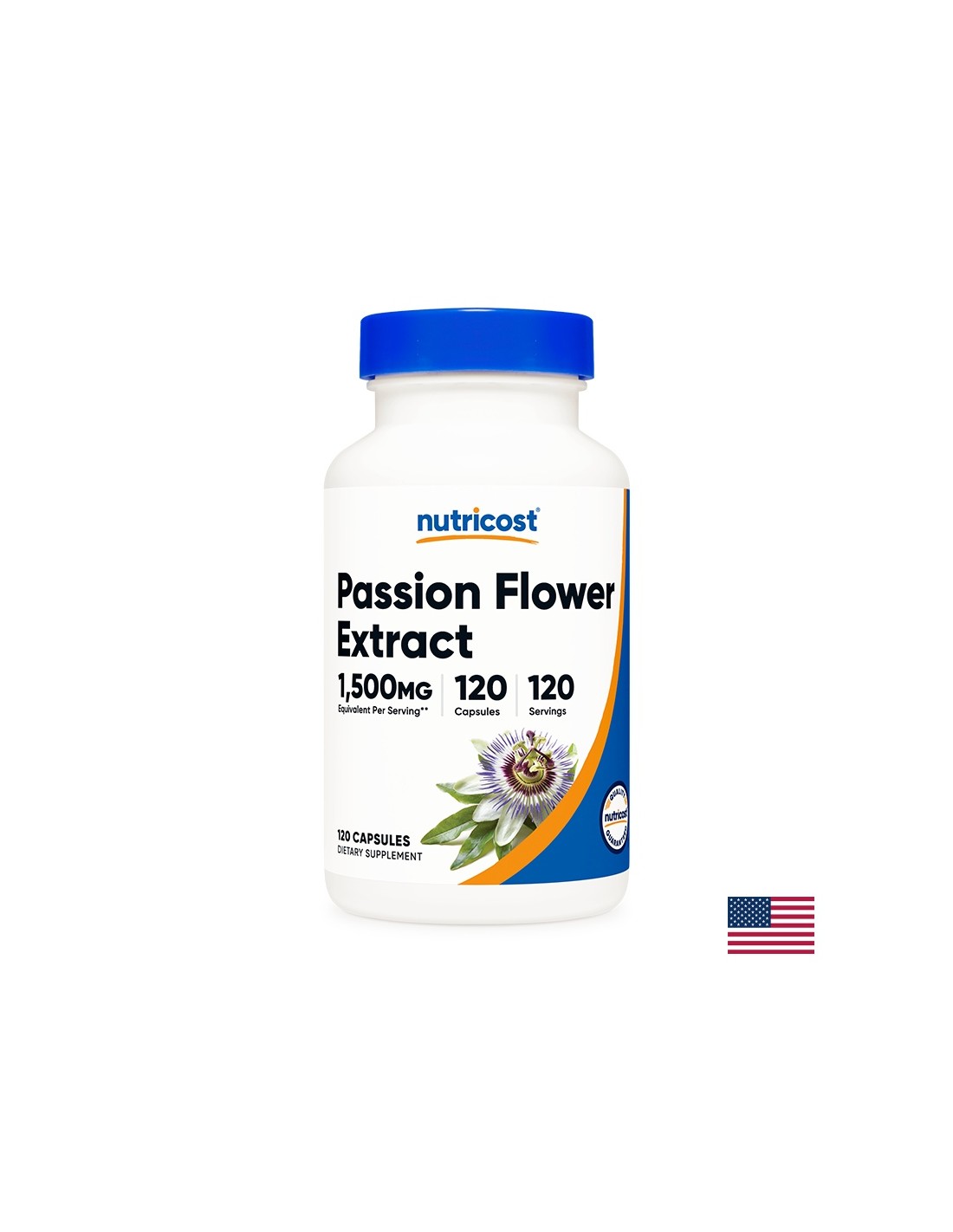 Stress et tension - Passiflora (Extrait de passiflore), 375 mg x 120 capsules <tc>Nutricost</tc>